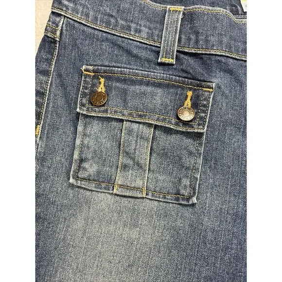 VTG OLD NAVY Jeans Womens 16 Stretch Flare Bootcut Flap Pockets Denim Faded Blue - Picture 3 of 15